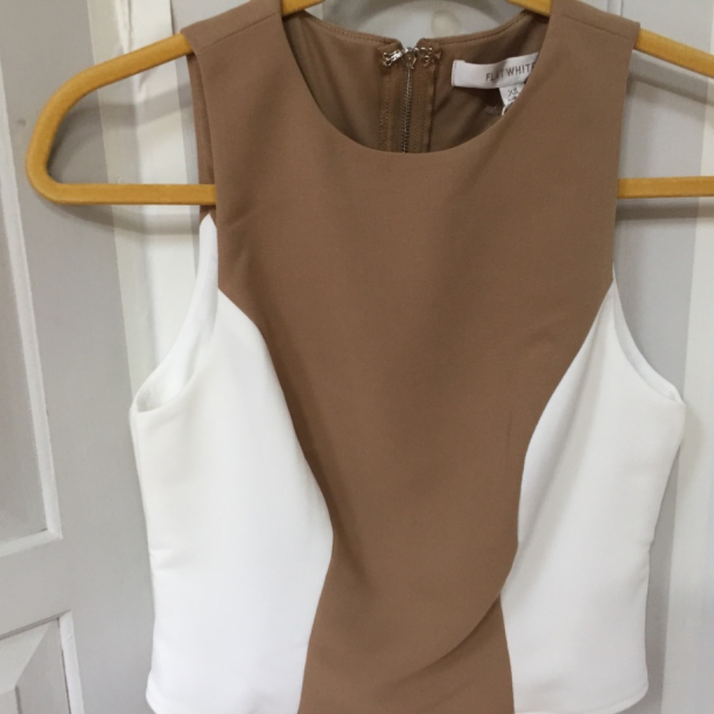 Anthropologie Flay White Brown and White Crop Top - Picture 7 of 16